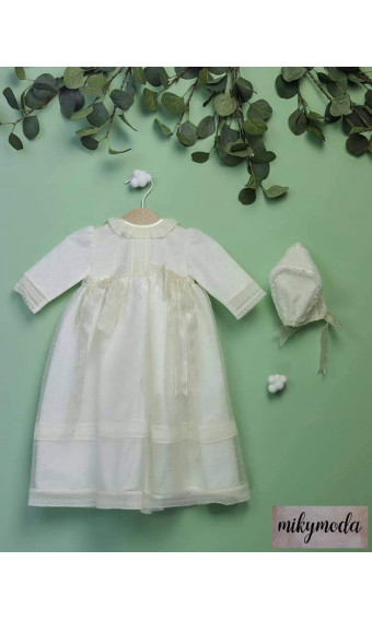 FALDÓN BAUTIZO PLUMETI MANGA LARGA