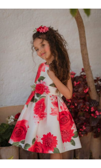 VESTIDO FLORES ROJAS