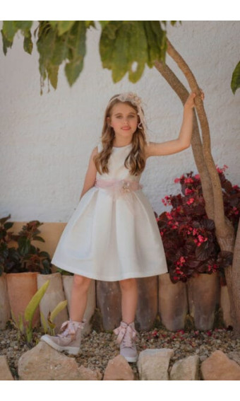 VESTIDO FLOR ROSA CINTURA