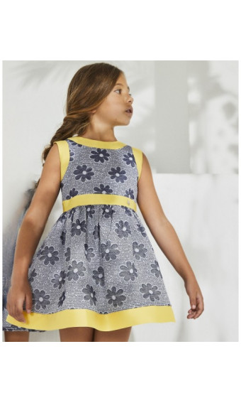 VESTIDO AZUL VIVOS AMARILLO