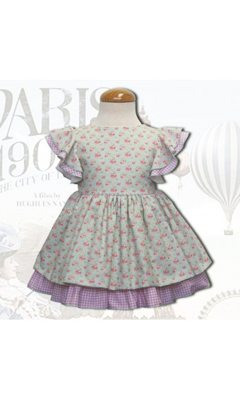 VESTIDO FLORES VOLANTE VICHY