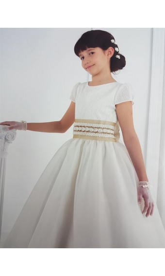Vestido comunión cintura tostada