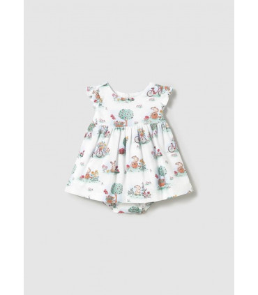 VESTIDO ESTAMPADO CONEJITOS CON CUBREPAÑAL