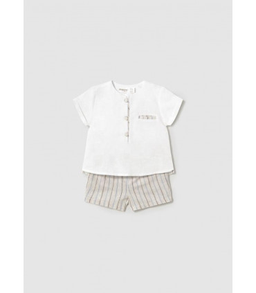 CONJUNTO PANTALÓN CORTO Y CAMISA CON LINO