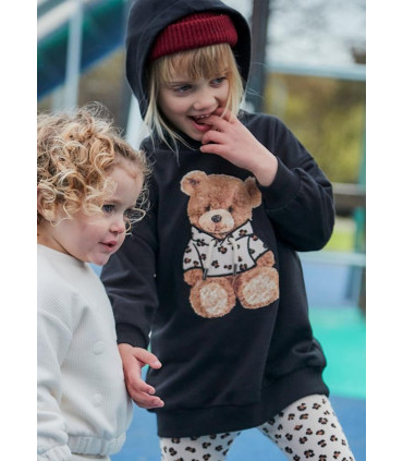 VESTIDO FELPA CAPUCHA OSO