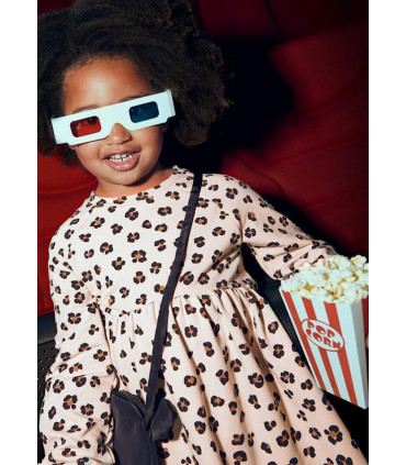 VESTIDO FELPA ANIMAL PRINT CON BOLSO