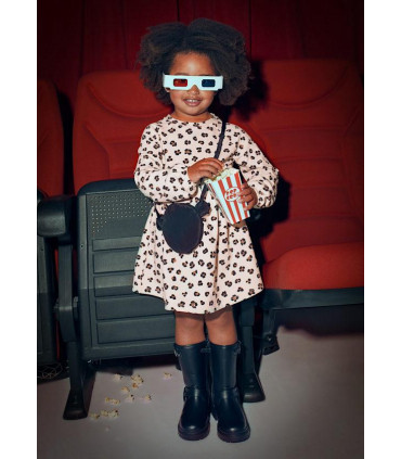 VESTIDO FELPA ANIMAL PRINT CON BOLSO