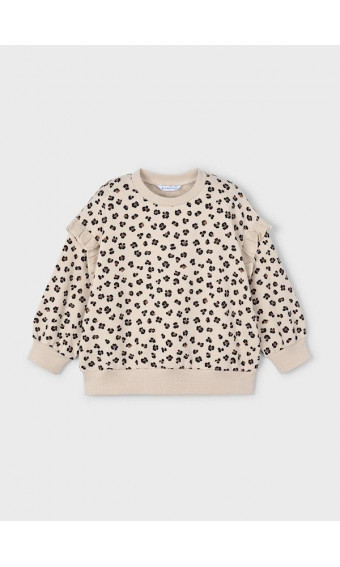 SUDADERA ANIMAL PRINT VOLANTE MANGAS