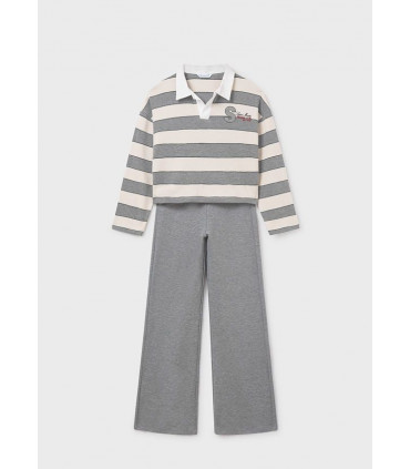 CONJUNTO PANTALÓN Y POLO RAYAS GRIS