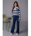 CONJUNTO PANTALÓN Y POLO RAYAS AZUL