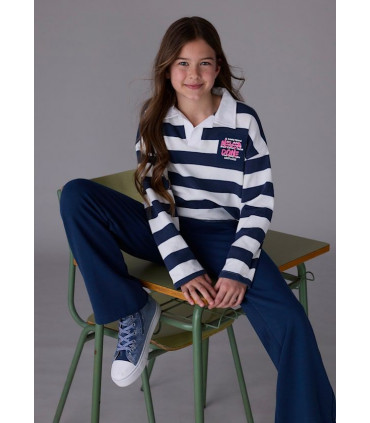 CONJUNTO PANTALÓN Y POLO RAYAS AZUL