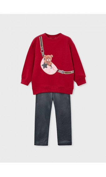 CONJUNTO LEGGING Y SUDADERA ROJA OSITO