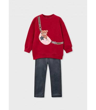 CONJUNTO LEGGING Y SUDADERA ROJA OSITO