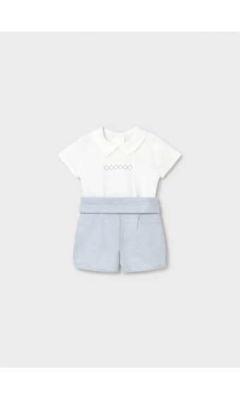 CONJUNTO PANTALÓN CORTO Y CAMISA BORDADA