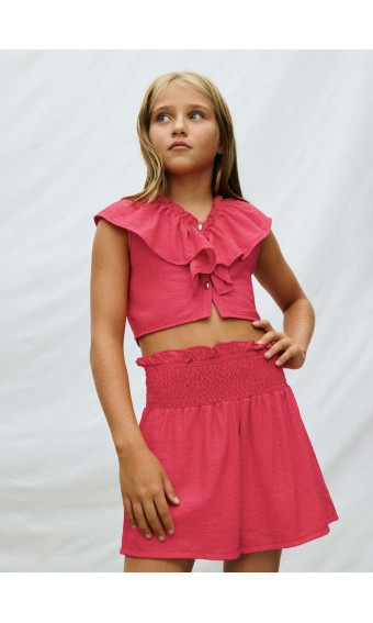 CONJUNTO PANTALÓN CORTO Y TOP  VOLANTE