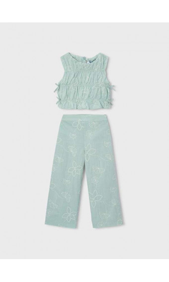 CONJUNTO PANTALÓN LARGO Y TOP FRUNCIDO